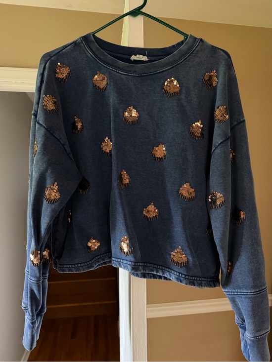 Pilcro Sweaters - Pilcro Navy Blue Sequin Accent Women’s Sweater Size M